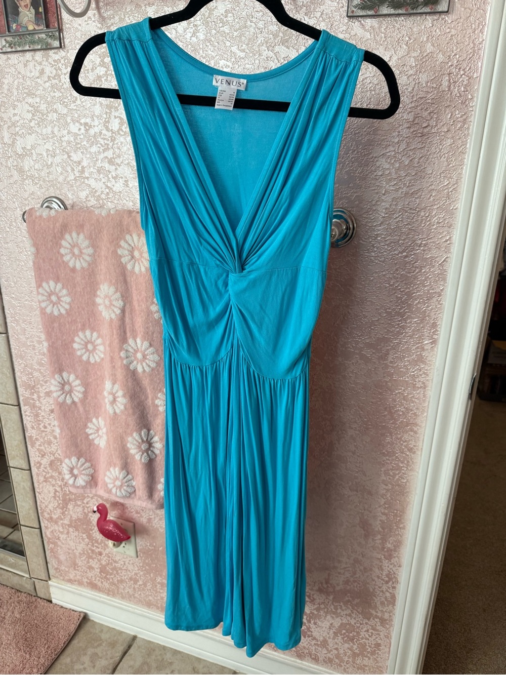 VENUS Turquoise Twist-Front Midi Dress